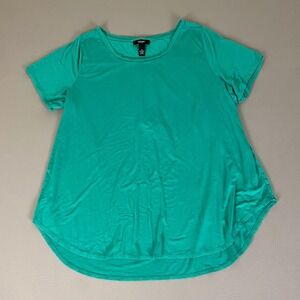 Alfani Woman‎ Swing Tunic Top Plus Size 2X Solid Green Short Sleeve Casual Rayon